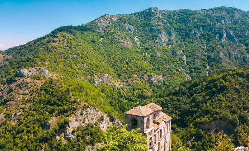 Ancient Church on Hillside — Green, Serene