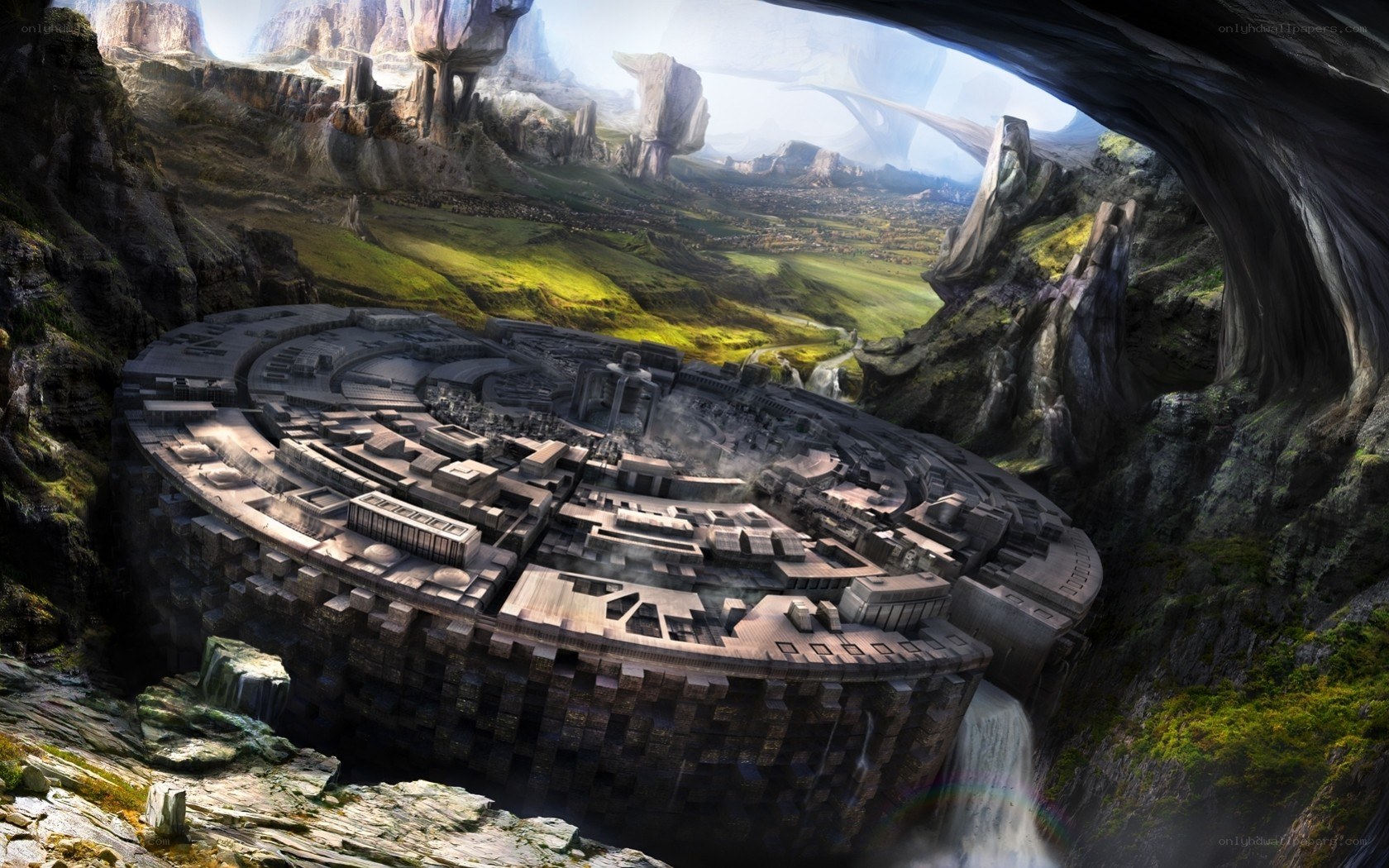 ancient circular city in canyon