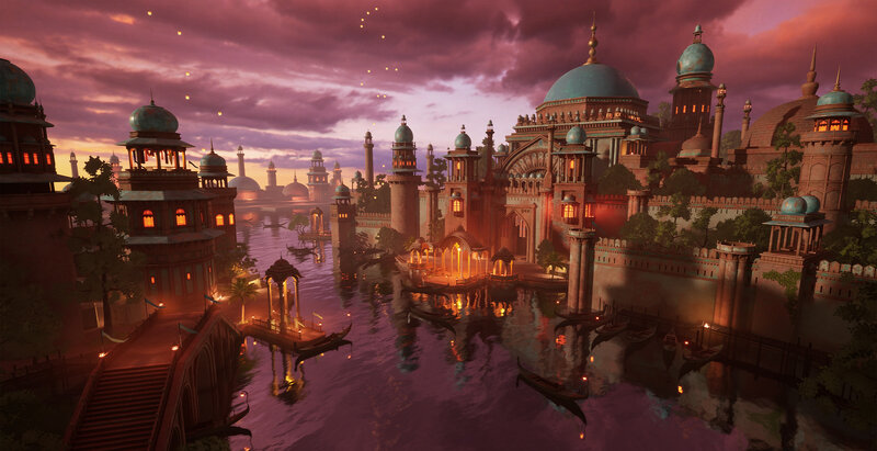 Ancient City at Dusk — Purple