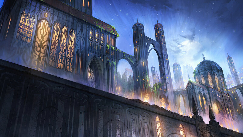 Ancient City at Night — Blue, Dramatic