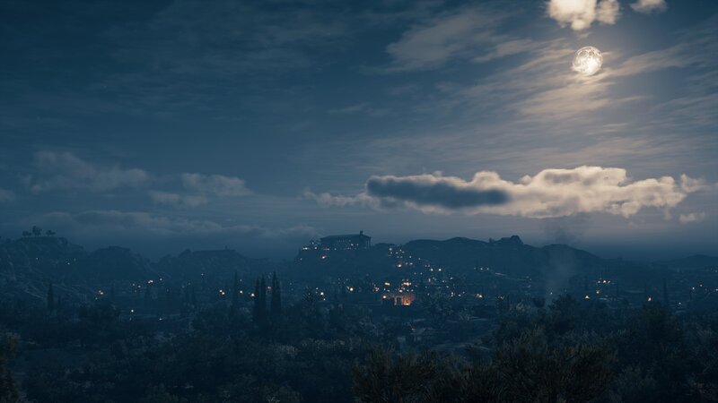 Ancient City at Night — Blue, Serene, 3d Render