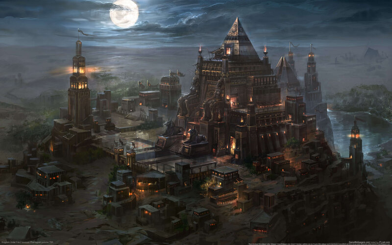Ancient City at Night — Dark Blue