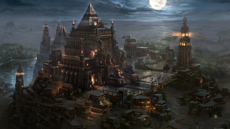 Ancient City at Night — Dark Gray
