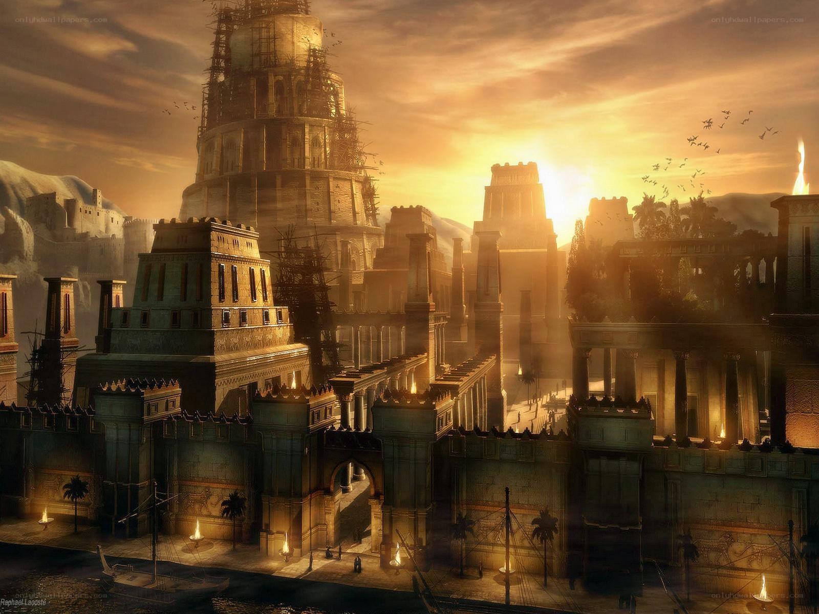 ancient city at sunset