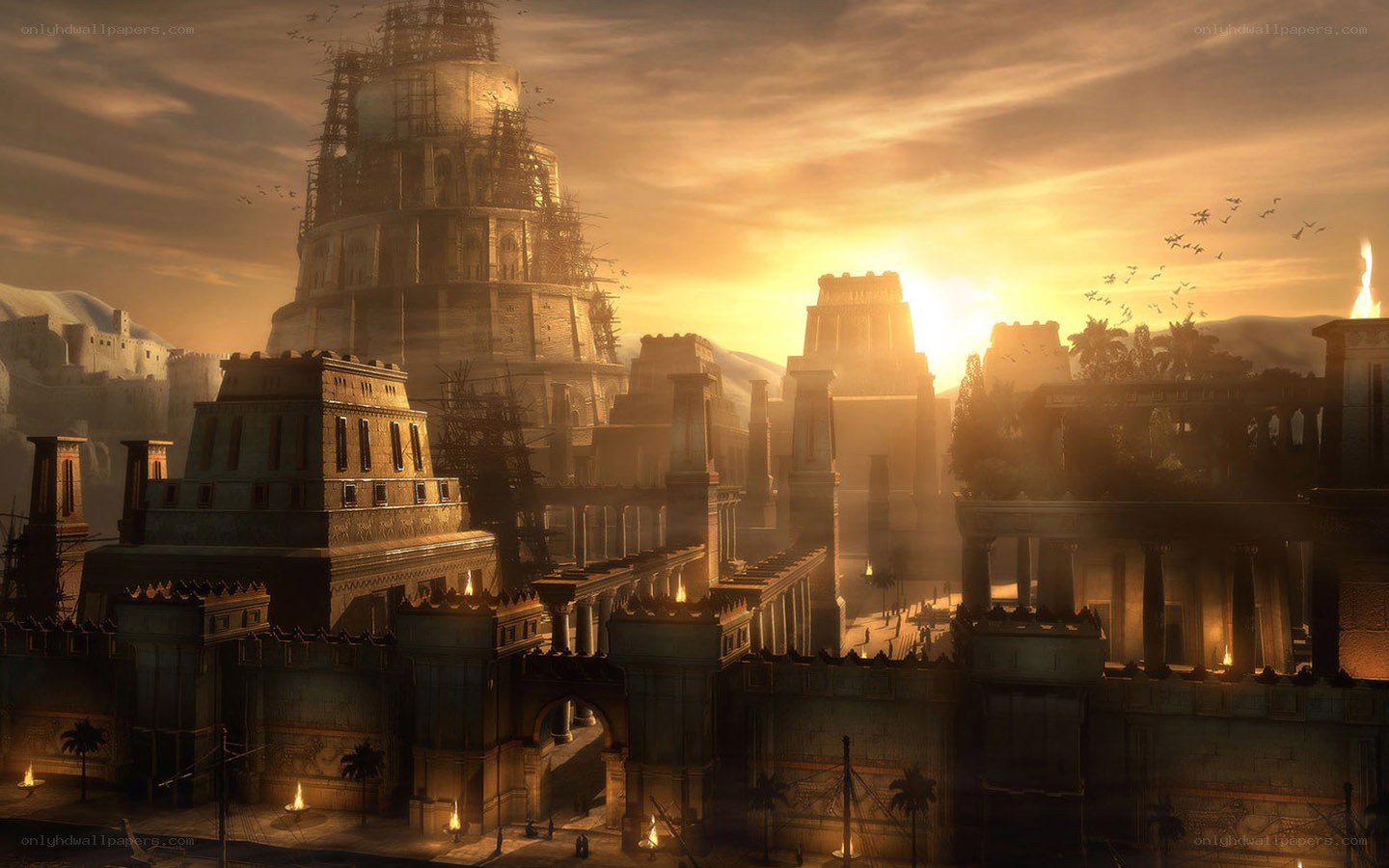 ancient city at sunset