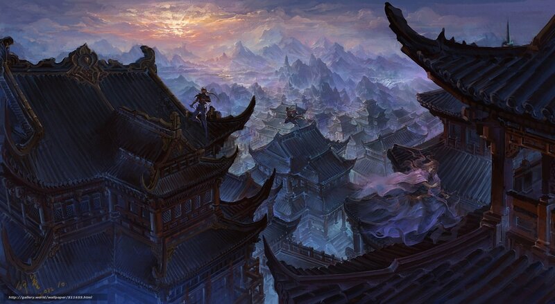 Ancient city at sunset