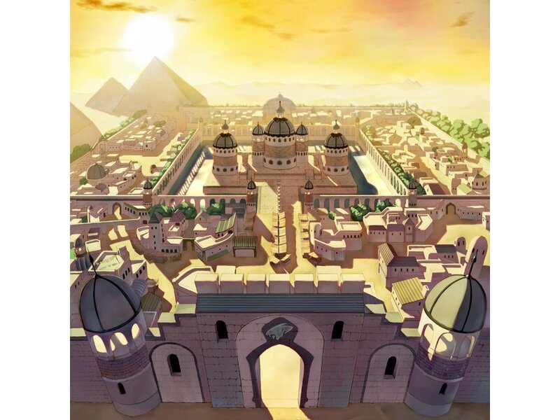 ancient city at sunset