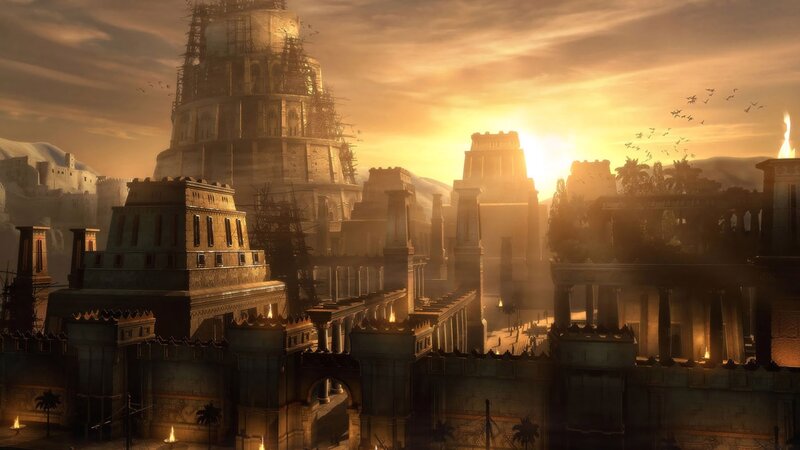 Ancient City at Sunset — Gold, Dramatic, Digital Art, Pyramid