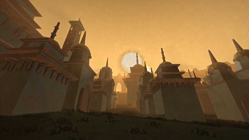 Ancient City at Sunset — Orange, Serene, 3d Render