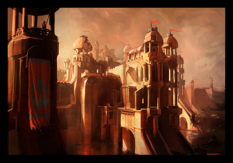 Ancient City at Sunset — Orange