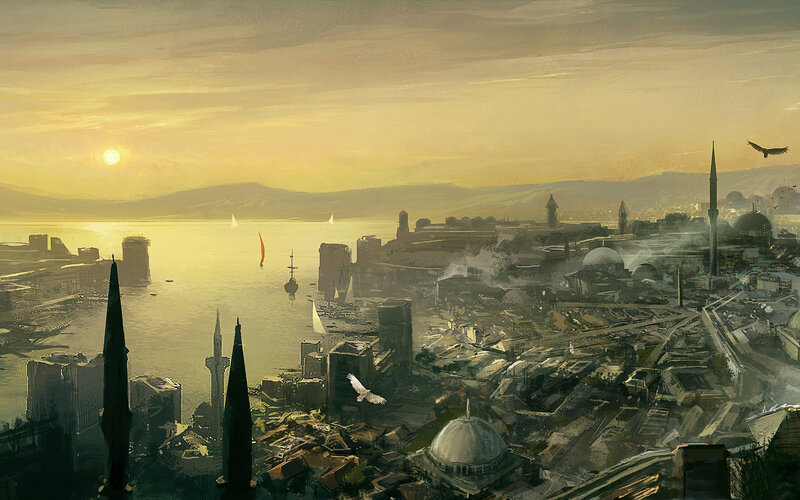 Ancient City at Sunset — Yellow