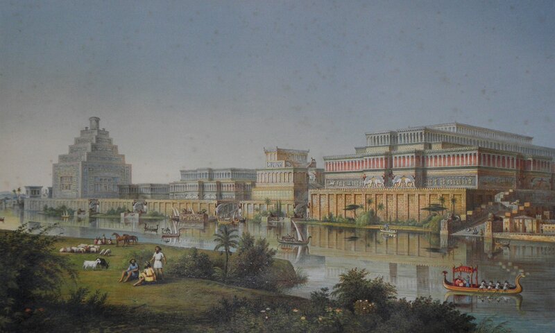 Ancient City by River — Blue