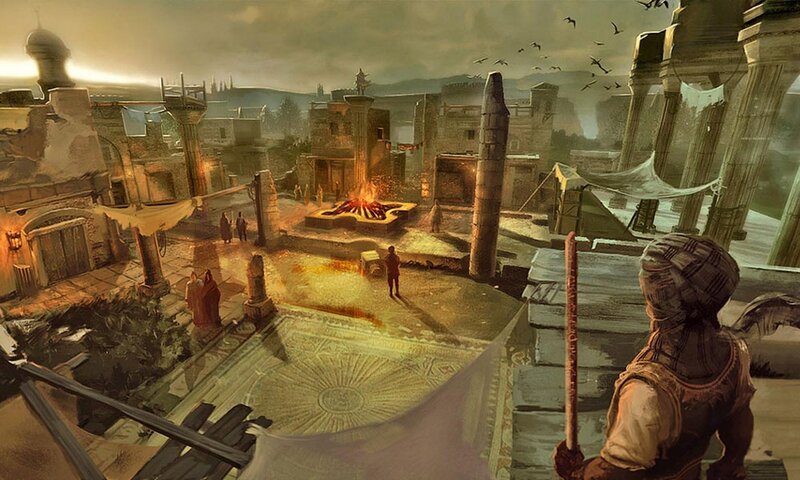 ancient city courtyard scene