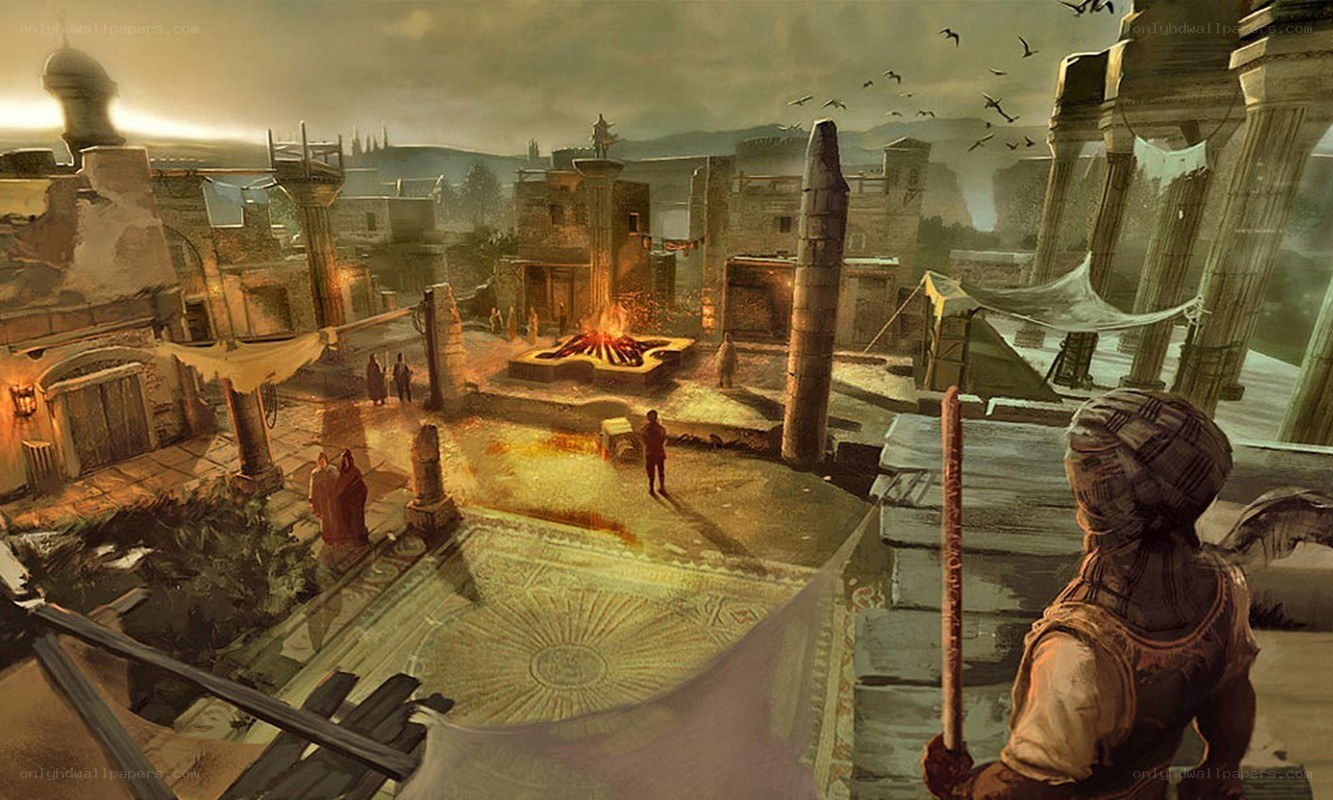 ancient city courtyard scene