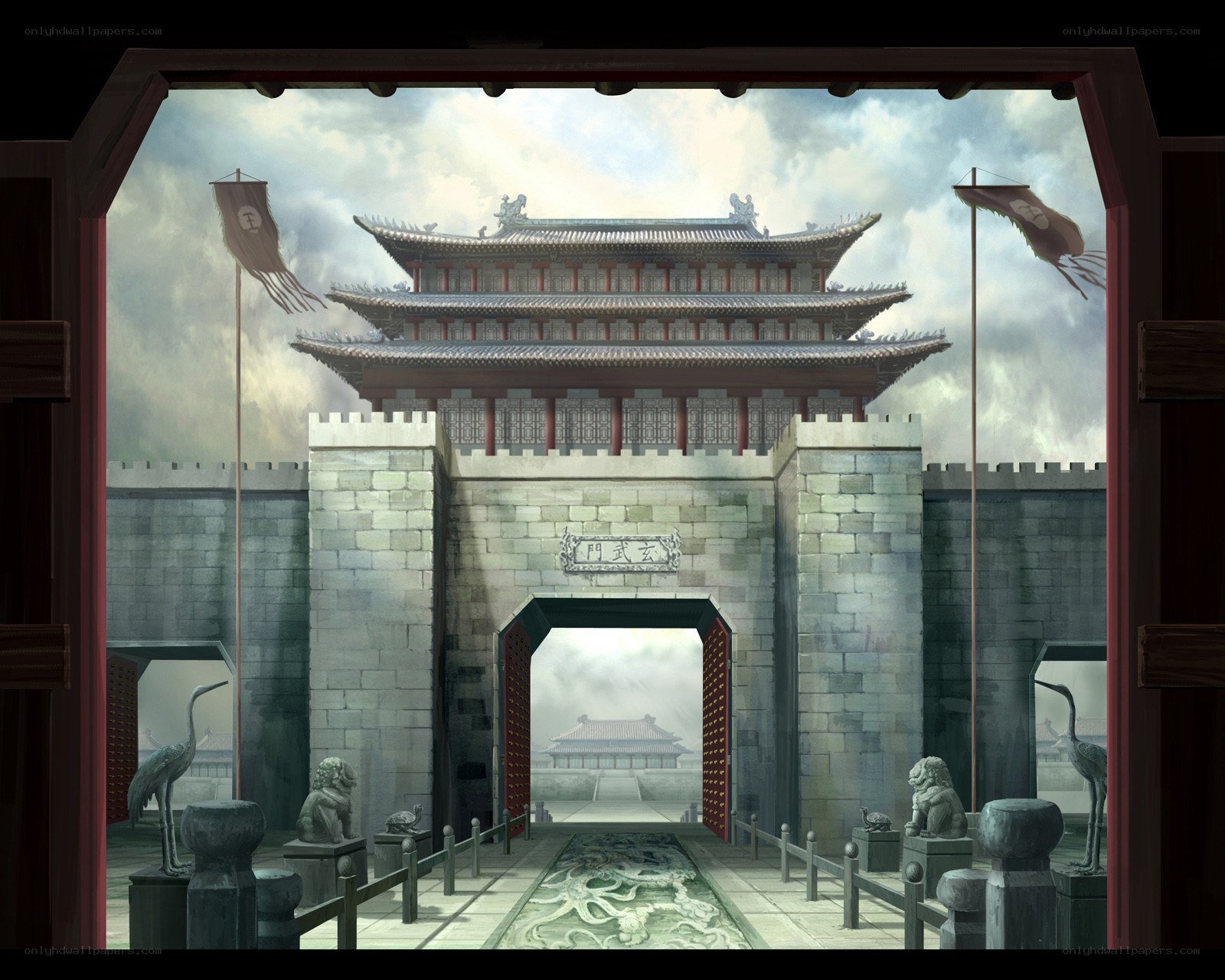 ancient city gate illustration
