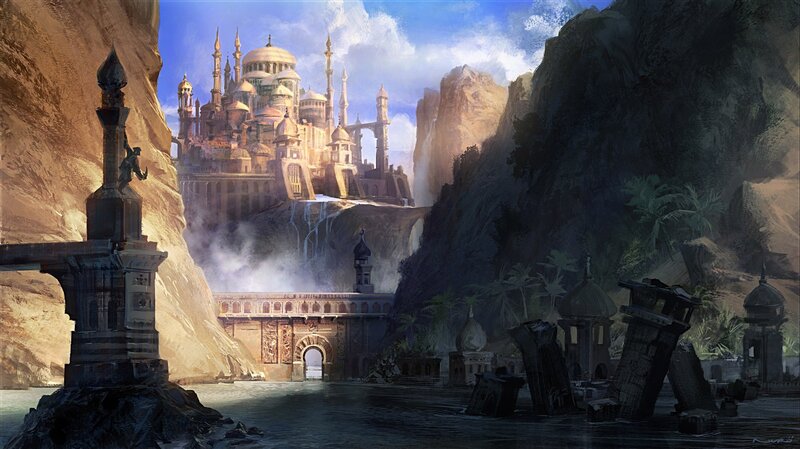 Ancient City in Canyon — Blue, Dramatic