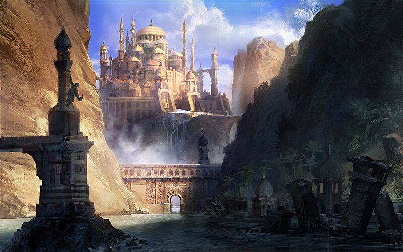 Ancient City in Canyon — Blue