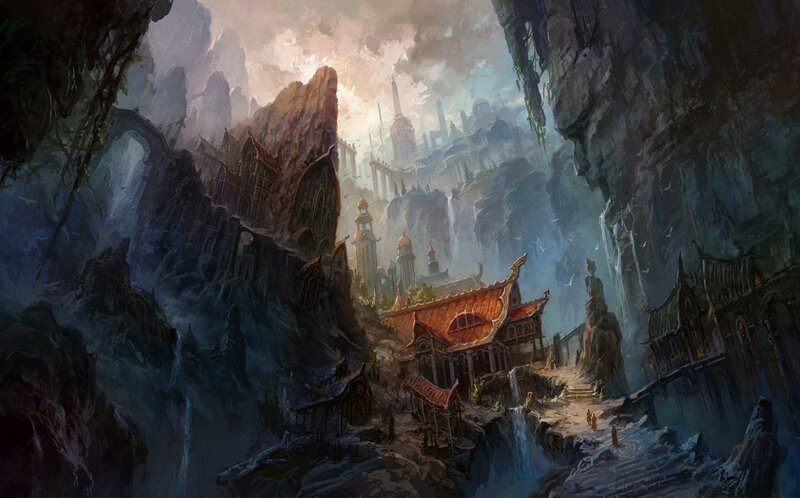 Ancient City in Canyon — Brown, Dramatic