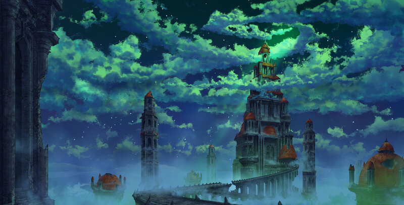 Ancient City in Clouds — Green