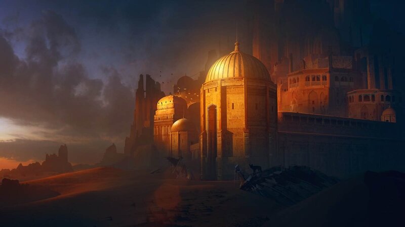 Ancient City in Desert — Orange, Dramatic