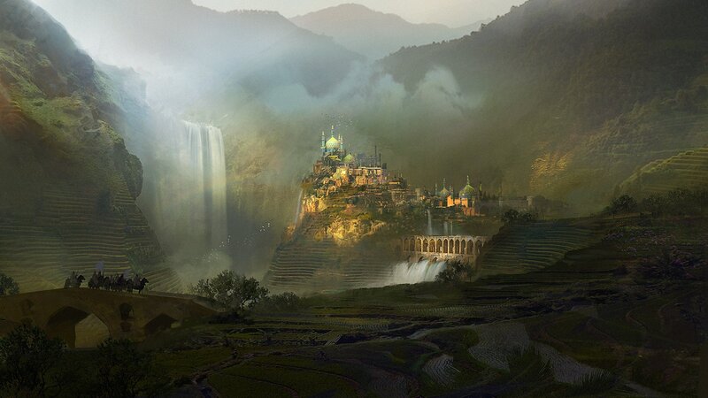 Ancient City in Mountains — Green