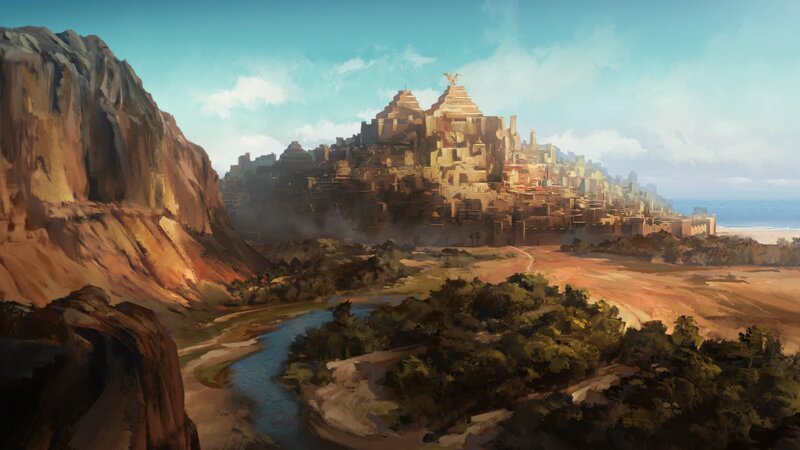Ancient City on a Cliff — Blue