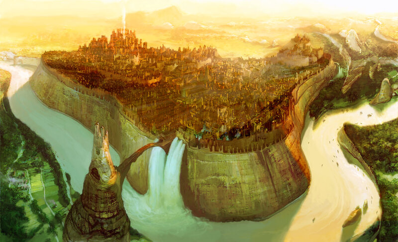 Ancient City on Cliff — Gold