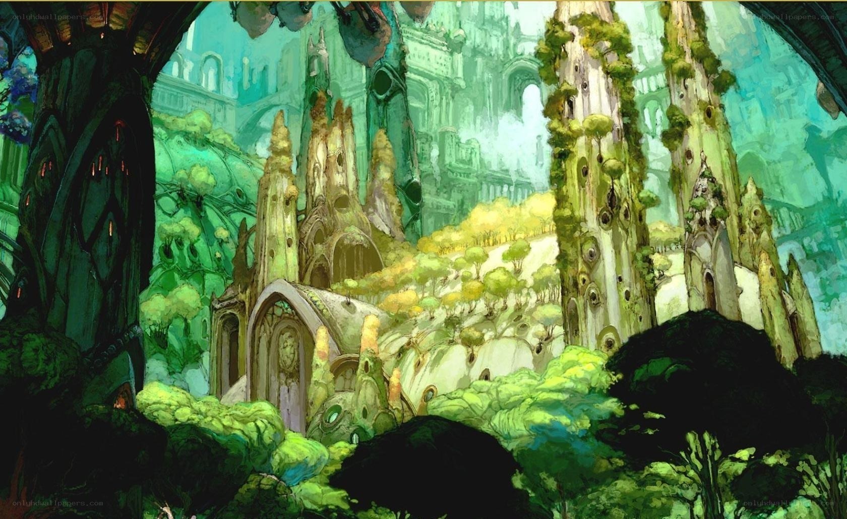 ancient city overgrown with nature