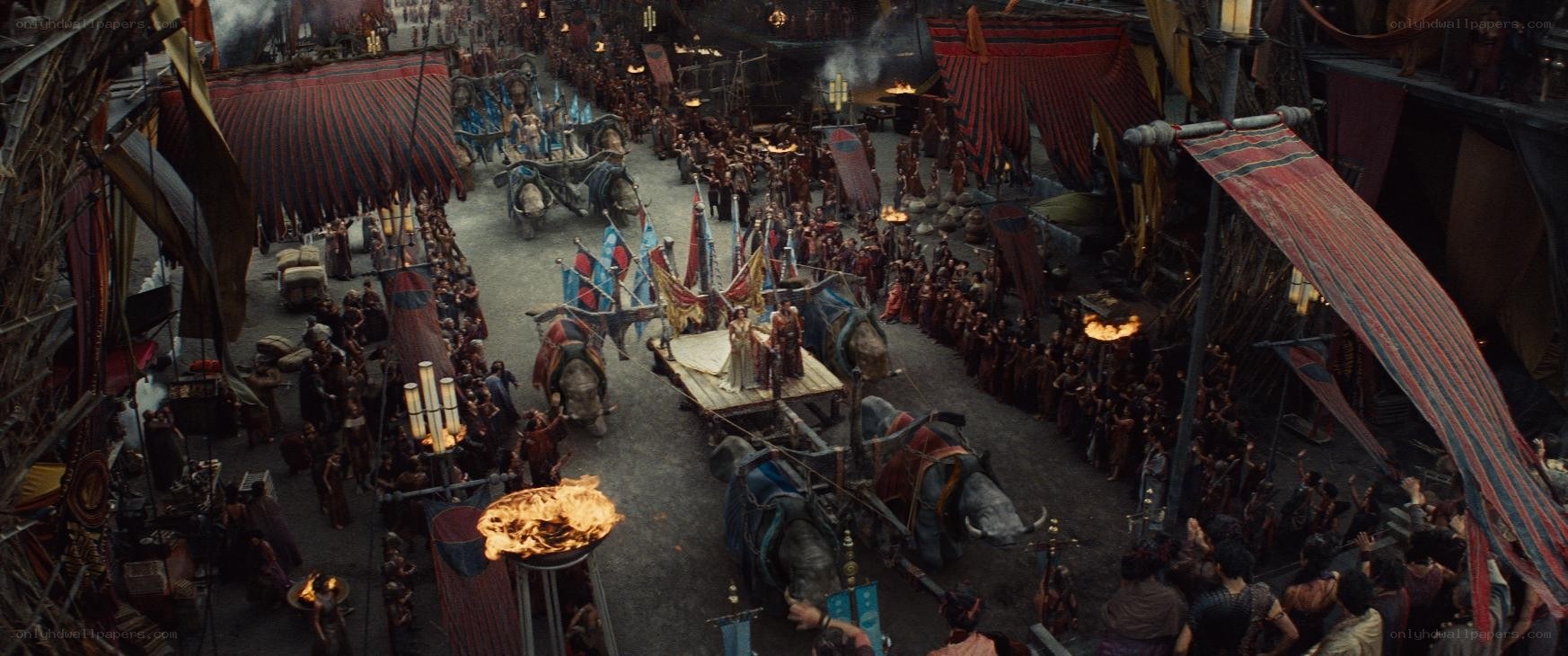 ancient city procession scene