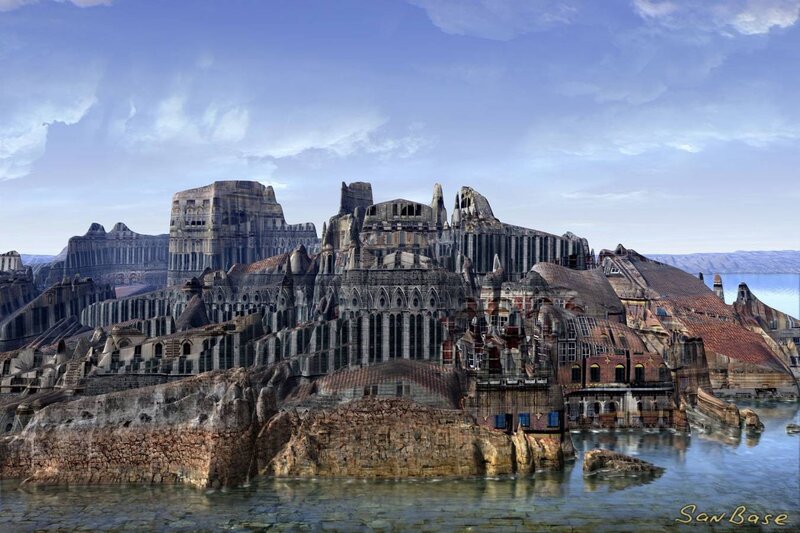 ancient city ruins by the sea