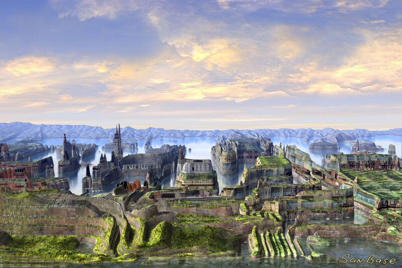ancient city ruins by the sea
