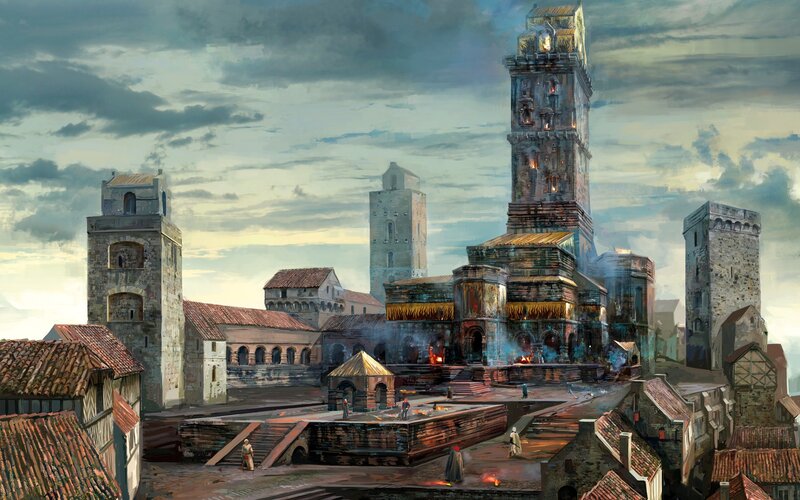 Ancient City Ruins — Gray, Dramatic, Sunset
