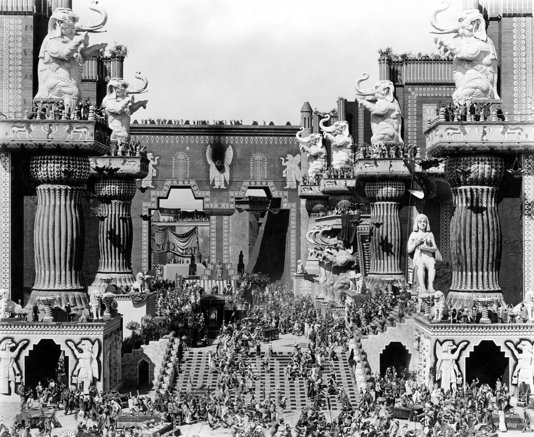 Ancient city scene with elephants
