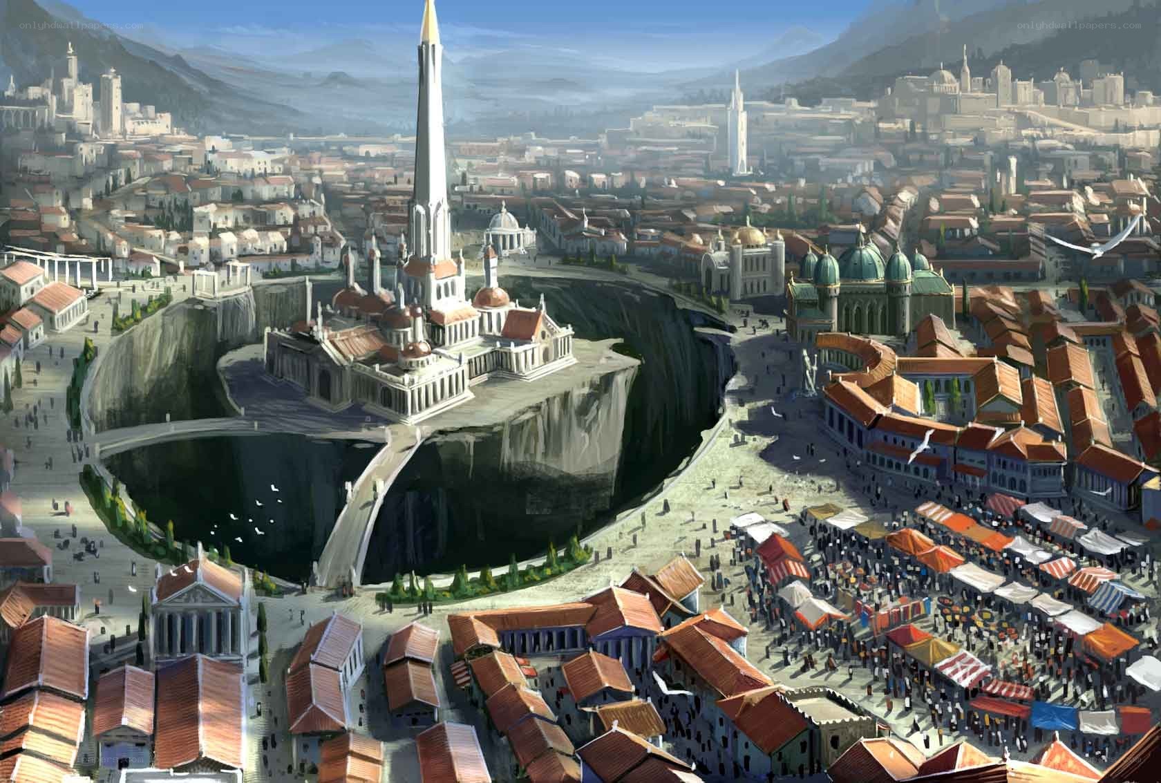 ancient city with central temple