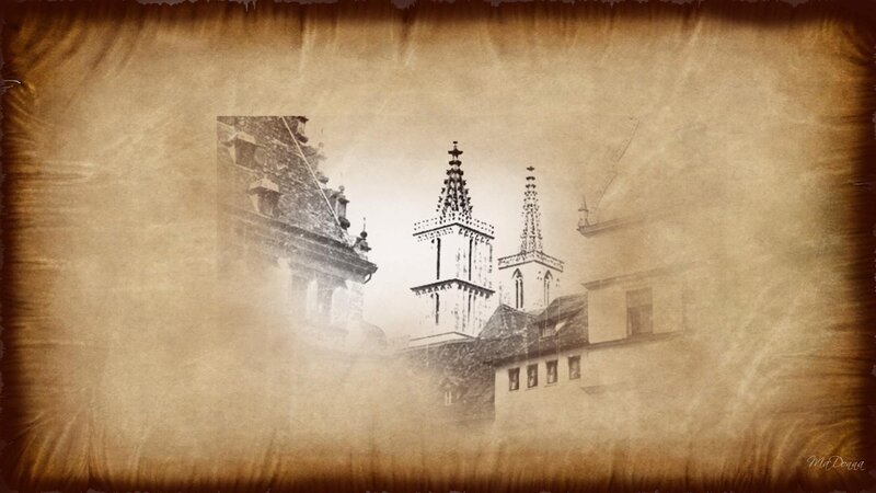 ancient city with church spires