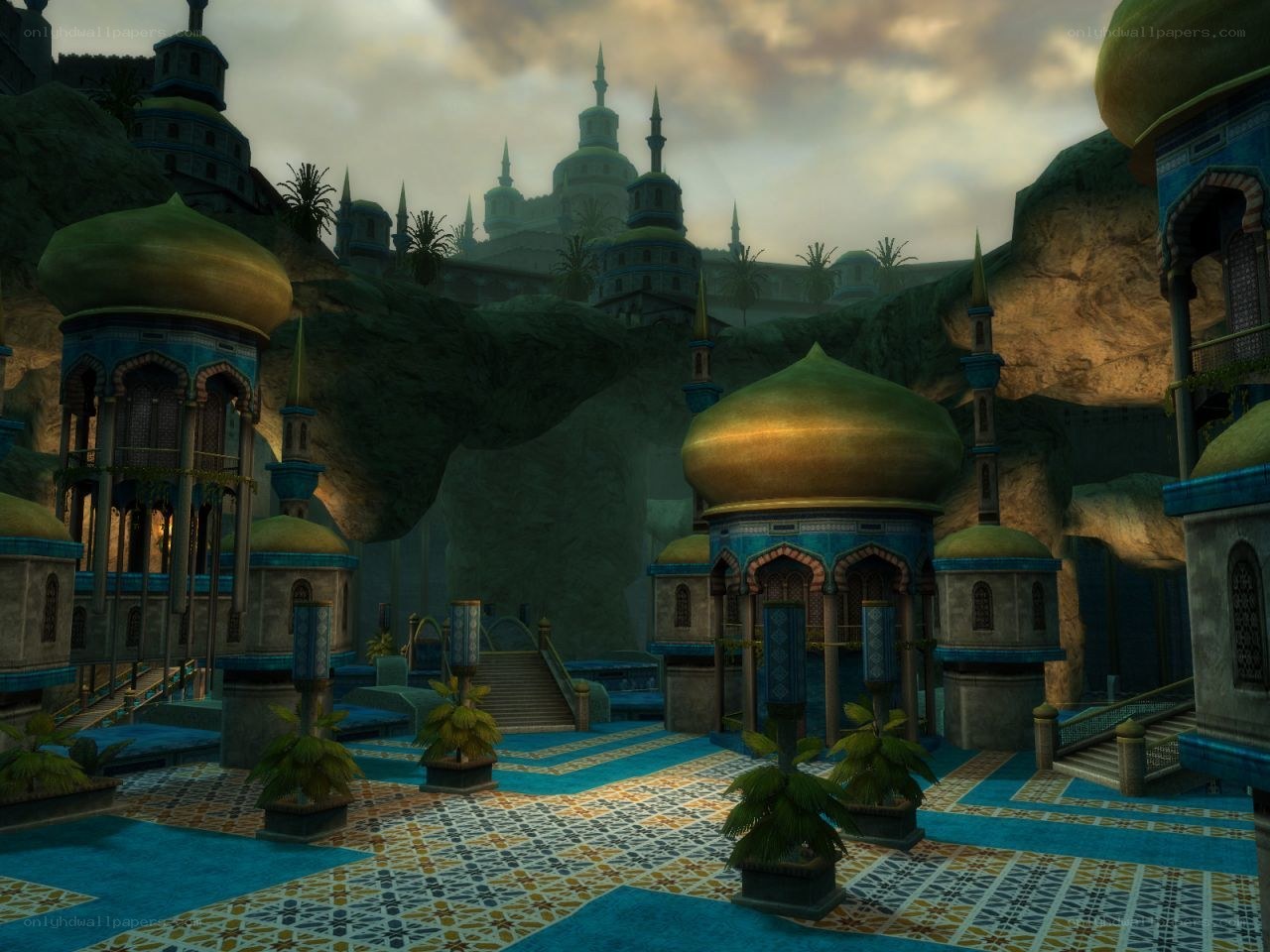 ancient city with golden domes