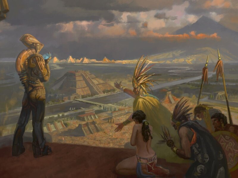 Ancient City with Pyramids — Brown