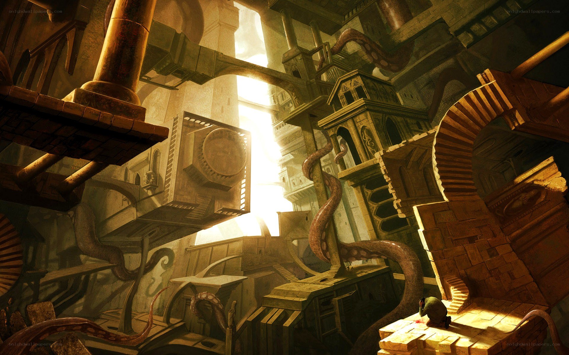 ancient city with tentacles