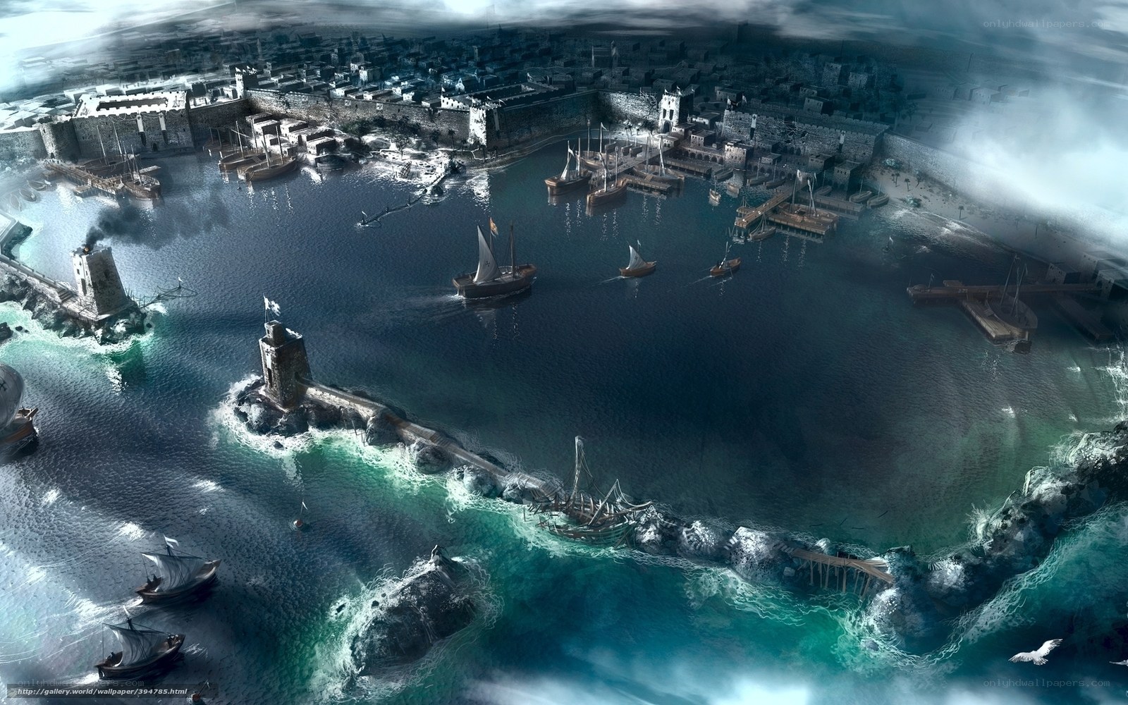 ancient coastal city harbor