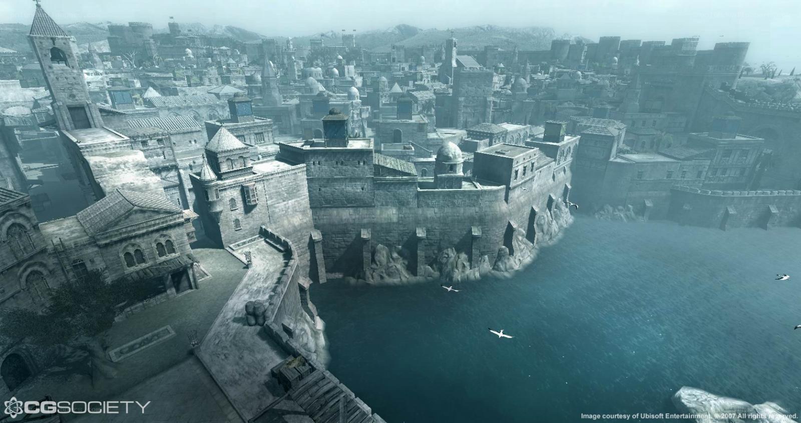 ancient coastal cityscape