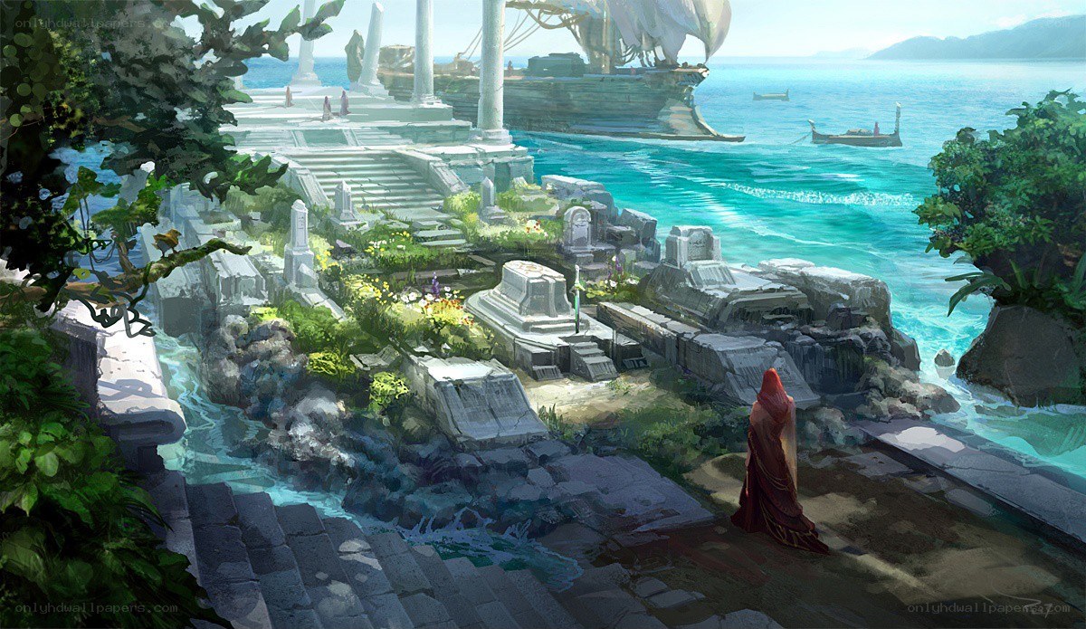 ancient coastal ruins