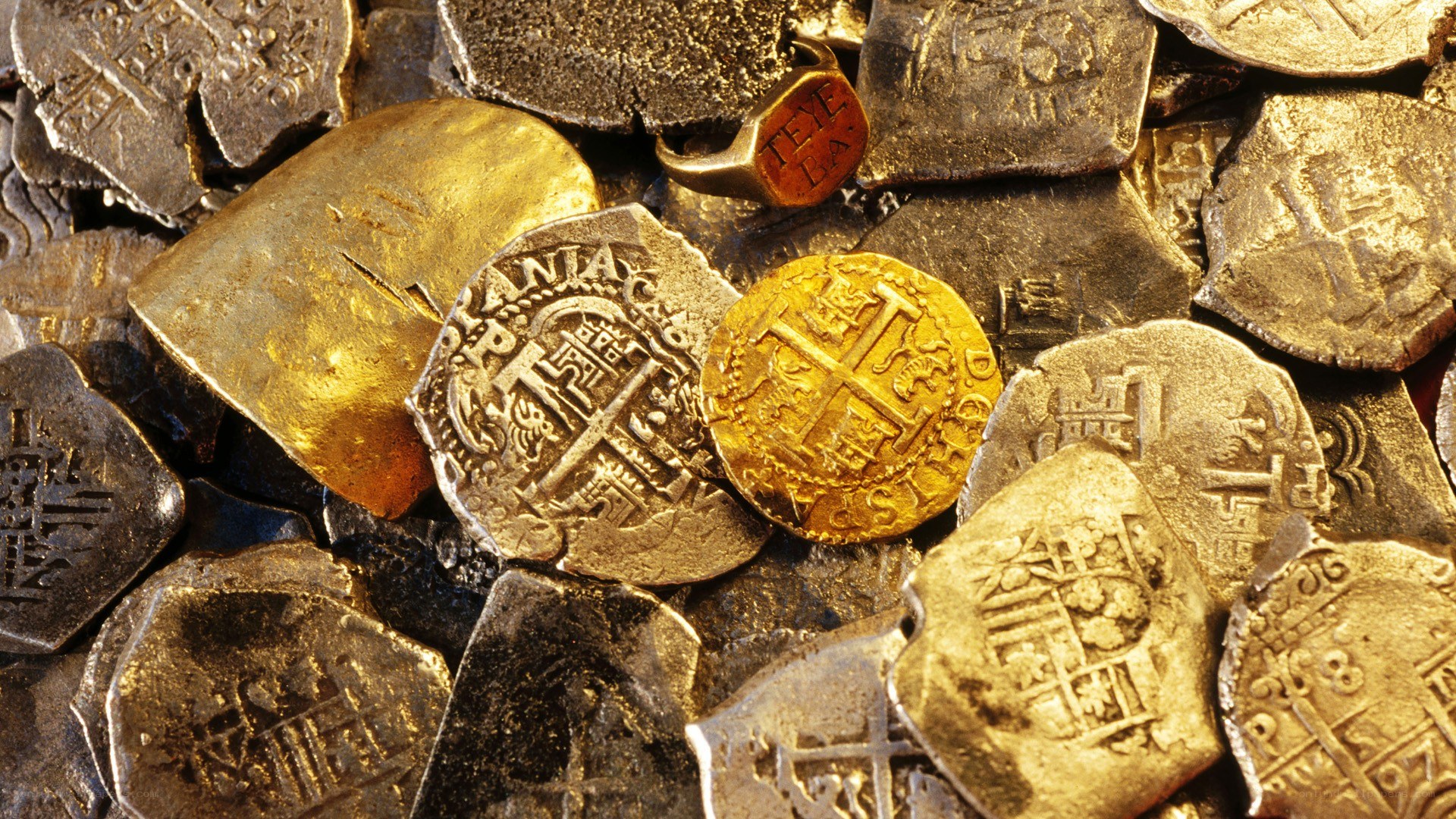 ancient coins and gold artifacts