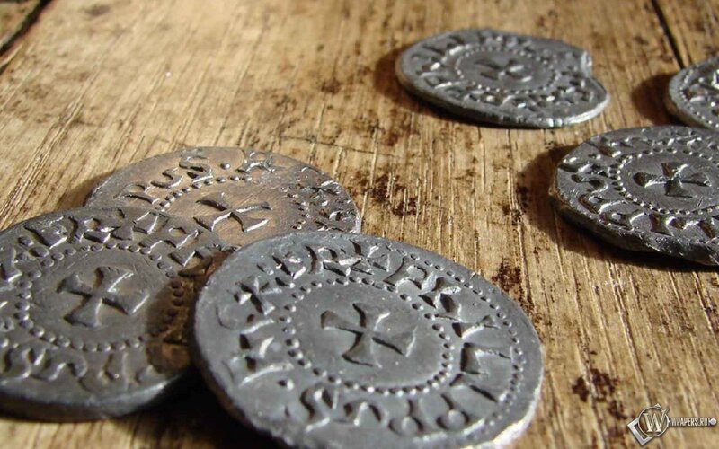 Ancient Coins on Wood