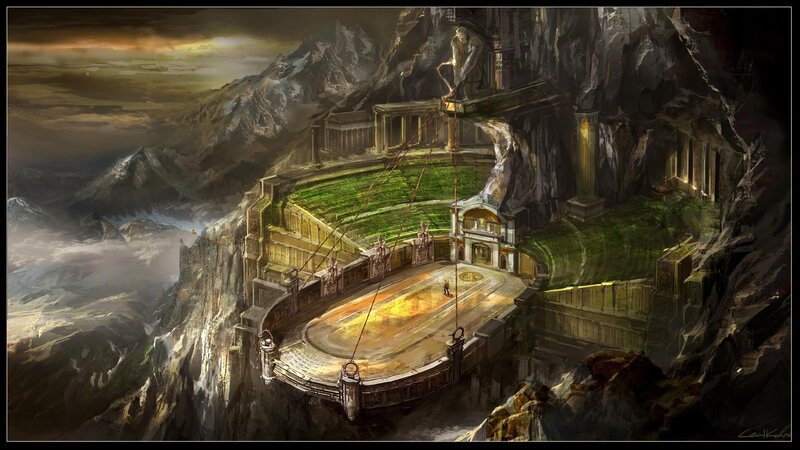 ancient coliseum in mountains