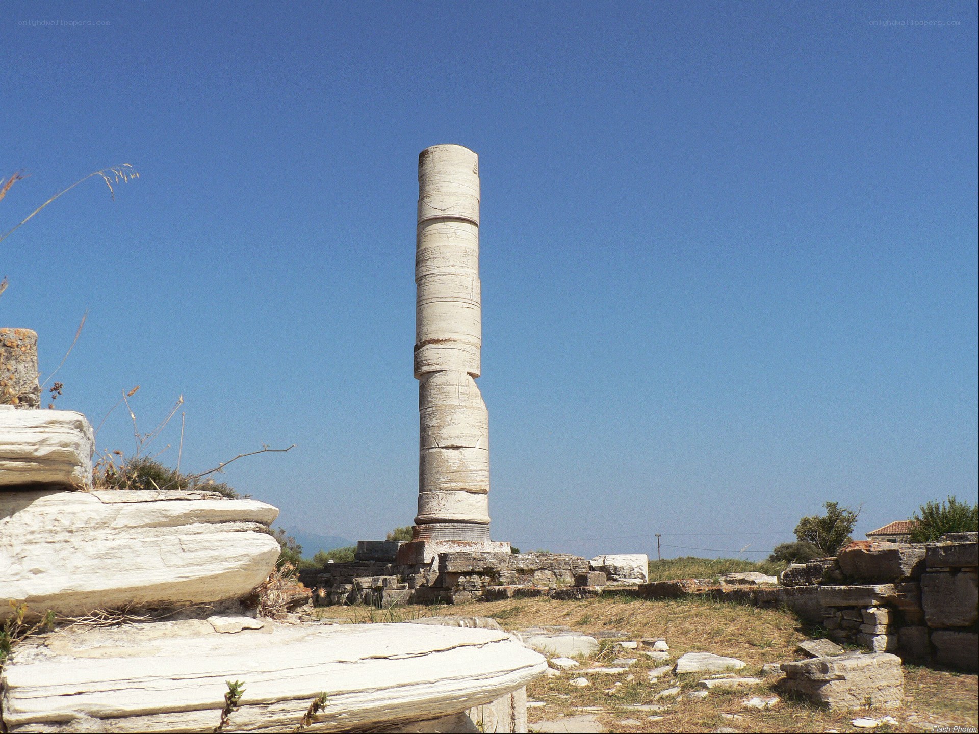 ancient column at archaeological site