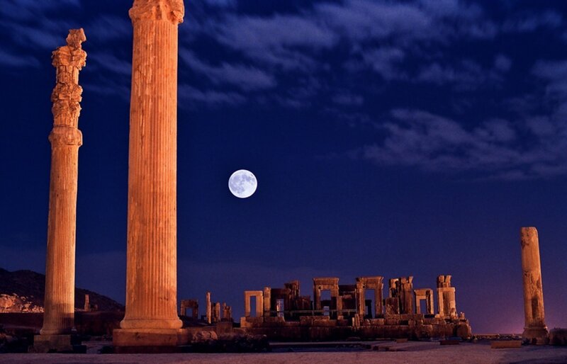 Ancient Columns at Night