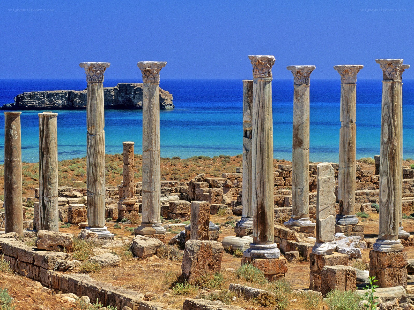 Ancient columns by the sea