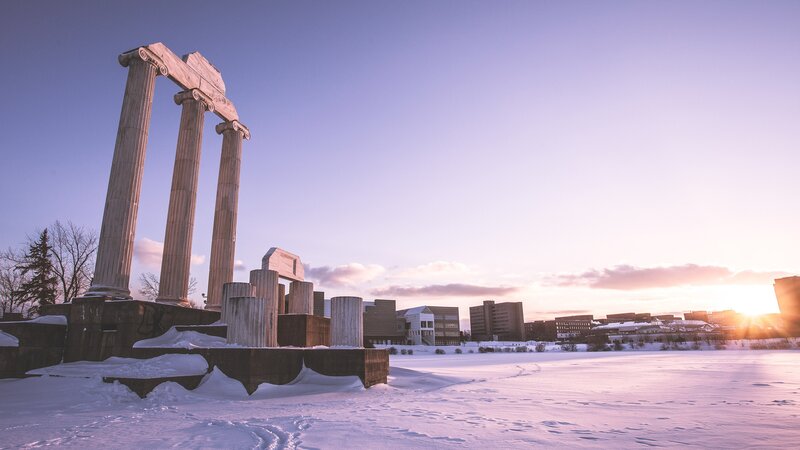 Ancient Columns in Snow