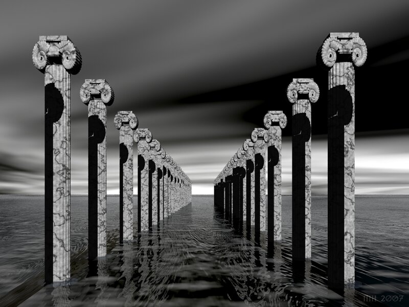 ancient columns in the sea