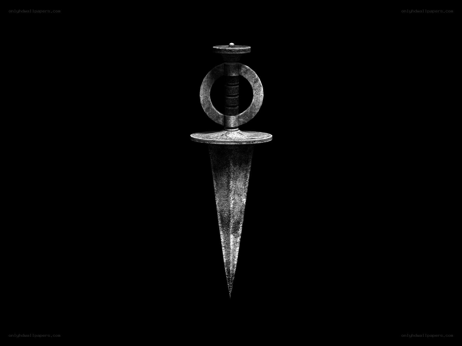 ancient dagger on black